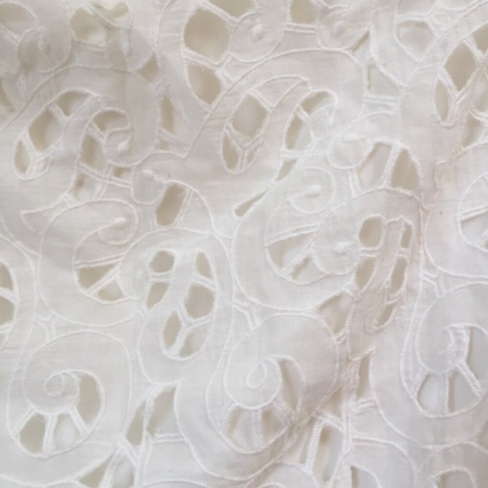 Joie Eyelet Lace Shirt Short Sleeve Crew Top Blouse Neutral White Lined Sheer S - Picture 5 of 14